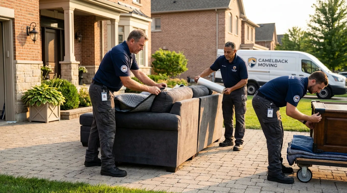 Large estate moving crew wrapping furniture in Marissa, IL